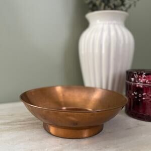 Vintage Italian Copper Footed Bowl - Made in Italy